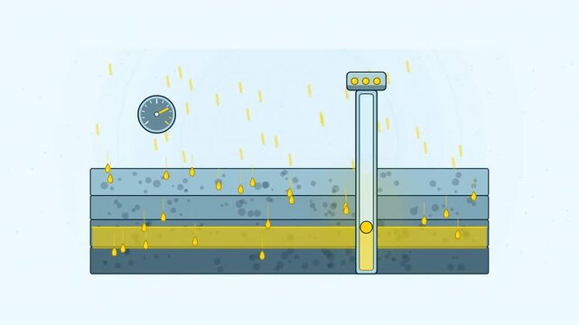 Abstract animated water percolating down to recharge an aquifer drawn as cyan and teal lines and shapes on a bright, clean light background. Seamless looping 4K motion graphics video with free space f