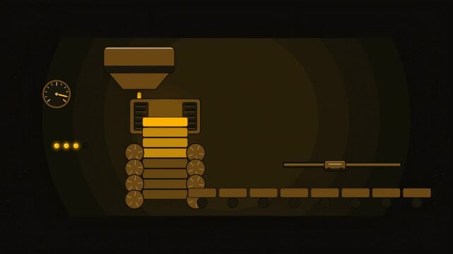 Abstract animated molten metal drawn out as a casting strand drawn as amber and orange lines and shapes on a deep dark background. Seamless looping 4K motion graphics video with free space for text, i