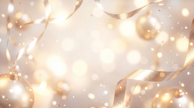 Warm Christmas abstract background with soft ivory and gold candlelight glow for elegant invitations and greeting cards.