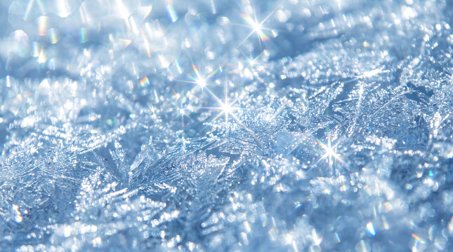 Crisp Christmas abstract background with icy blue and white crystalline light reflections for winter banners and cards.