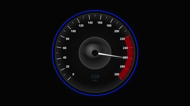 Automotive Speedometer Displaying High Velocity and Rapid Acceleration Concept