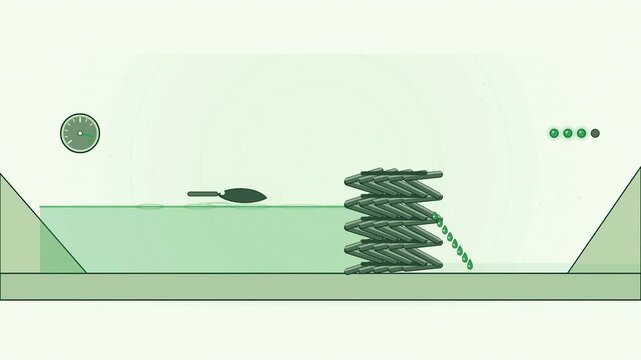 Abstract animated beaver dam raising the pond behind it drawn as green and teal lines and shapes on a bright, clean light background. Seamless looping 4K motion graphics video with free space for text