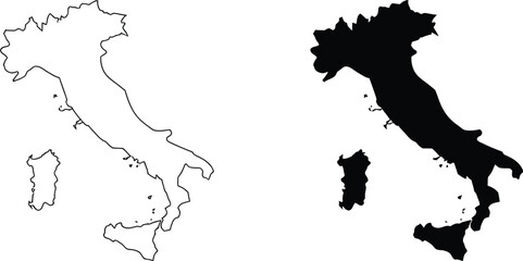Fototapeta premium Italy map icon line art pictogram representing national geography, travel, tourism, location, navigation, and European destination concepts.