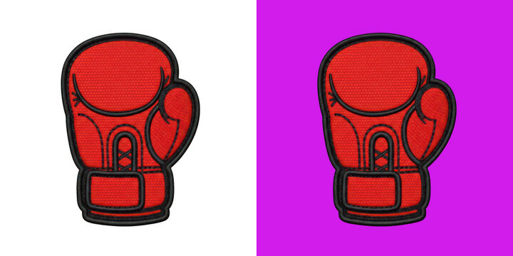 Red boxing glove embroidery patch split screen icon design transparent png