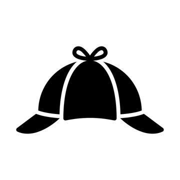 classic detective hat glyph icon