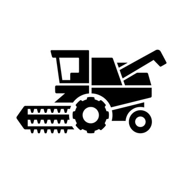 combine harvester glyph icon