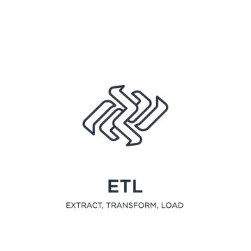 ETL Process Icon with Extract Transform Load Text.