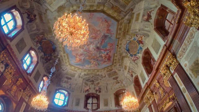 Decorative frescoes on the ceiling, baroque style