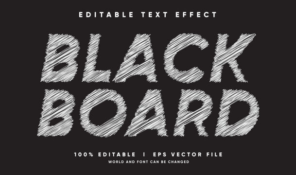 Editable Black board Vector Text Effect with Modern Chalk Scribble Style