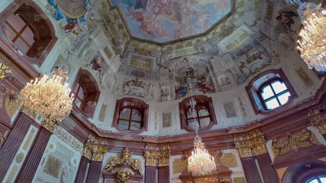 Decorative frescoes on the ceiling, baroque style