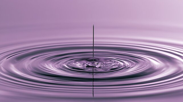 Gentle ripple spreading across a tranquil water surface, displaying subtle lavender and violet hues, portraying serene calmness for peaceful conceptual design