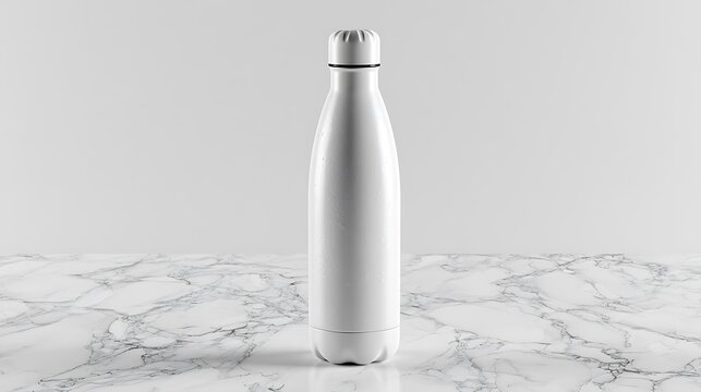 stainless steel water bottle on marble surface