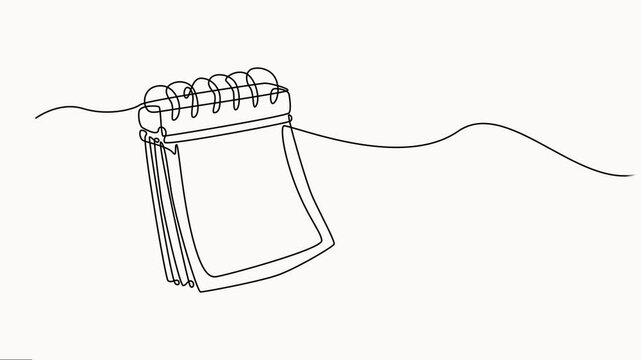 Self drawing line animation calendar planner continuous one single line drawn concept video, Full length one line animation vector on white background