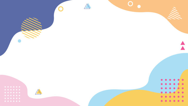 Abstract pastel fluid wave background vector illustration with memphis geometric shapes for presentation, banner, poster, copy space, cover, and back to school layout.