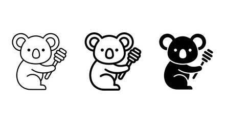 Obraz premium Cute Koala Icons, Simple Animal Graphics, Sweet Honey Treat Vector Set, Australian Wildlife Art