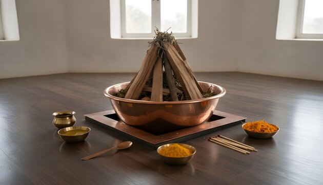 Empty Havan Kund Prepared Before Ceremony Begins