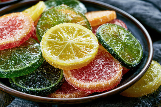 Sugared Candied Citrus Slices Assortment Close Up &ndash; AI Generative