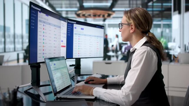 Procurement Manager Carefully Reviews Supplier Contracts