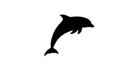 Black silhouette of a dolphin jumping out of water with illustration wildlife playful graphic marine mammal animal nature ocean leap with icon © Smriti