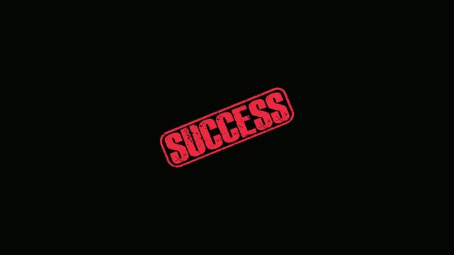 Red grunge rubber stamp with the word Success isolated on a solid black background
