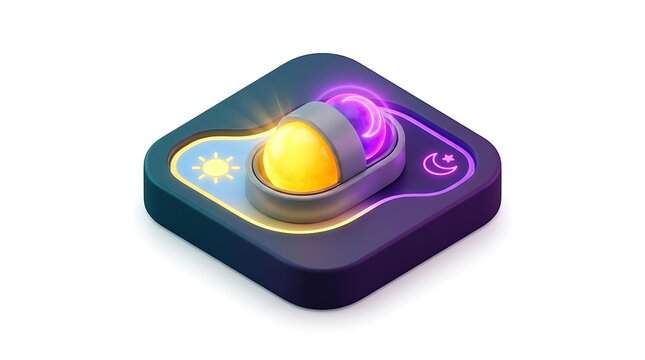 Day and night mode toggle switch icon for user interface design and mobile application settings.