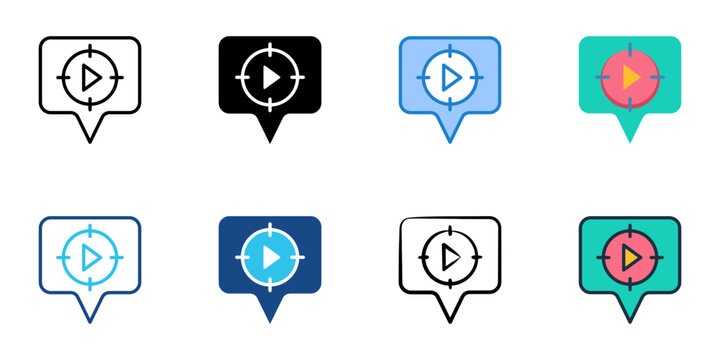 Media brief icons set multiple style collection. Editable stroke 