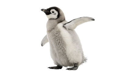 Obraz premium Cute little baby penguin standing looking curious wildlife animal isolated on transparent background