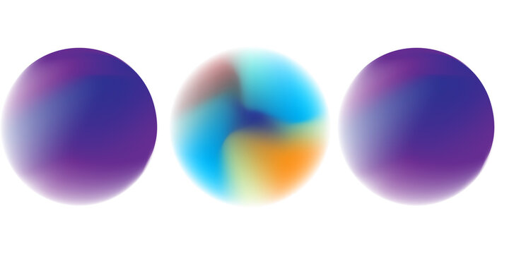 Vector abstract colorful gradient blurred circle mesh set isolated on white background