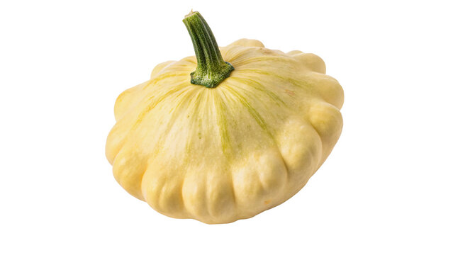 Fresh yellow pattypan squash vegetable raw ingredient isolated on transparent background