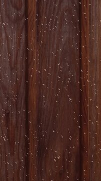 Animation of winter scenery with snow falling over wooden boards