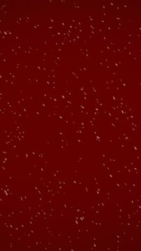 Animation of winter scenery with snow falling on red background