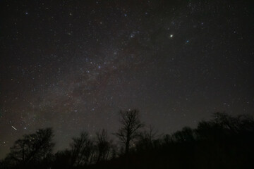 Orion constellation, zodiacal light and Milky Way stars on a dark countryside skies. © astrosystem