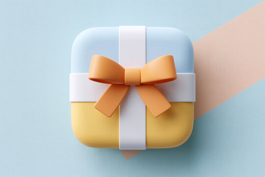 Soft pastel gift box with a ribbon bow. Warm tones suggest celebration or joy. Ideal for holiday, birthday, or reward themes. Clean design fits modern, minimalist contexts