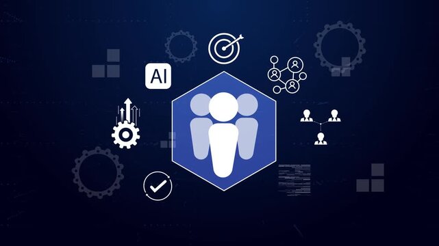 AI and data analysis to identify target audience. Concept of customer segmentation, partner profiling, predictive analytics, CRM system, and strategic business intelligence.