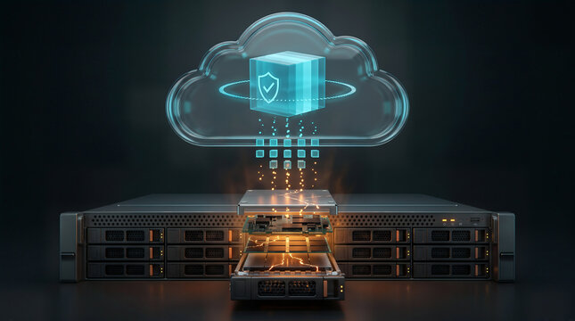 Secure cloud backup extracting data from physical server storage