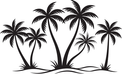 Fototapeta premium Palm trees silhouette illustration on a white background depicts tropical foliage
