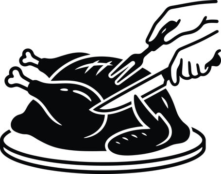  Thanksgiving Turkey Carving Silhouette Vector Illustration