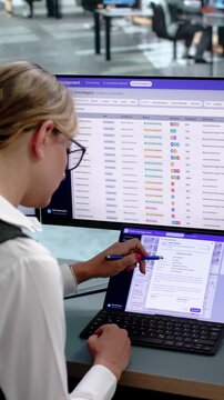 Corporate Lawyer Reviewing Ownership Structure Chart On Laptop