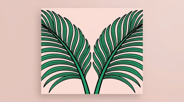 Vibrant tropical palm fronds in perfect symmetry.