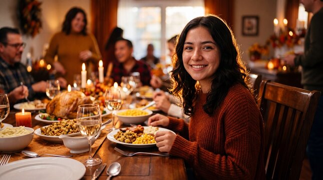 Authentic Hispanic Teen Thanksgiving Dinner POV