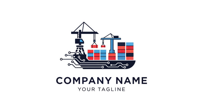 Minimalist shipping and logistics company logo design.