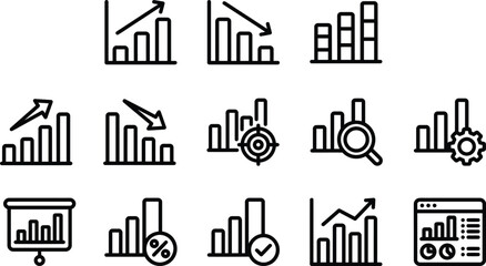 Obraz premium Business Growth and Financial Data Analysis Chart Icon Set