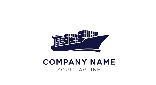 Minimalist cargo ship logo design for business branding.