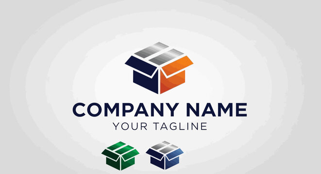 Modern geometric box logo design for business branding.