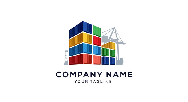 Colorful geometric building logo for modern business branding.