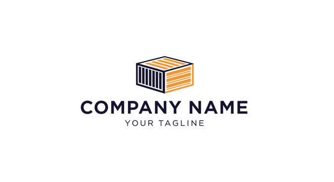Minimalist shipping container logo design for business branding.