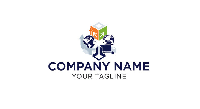 Modern corporate logo design with abstract globe and leaf elements.