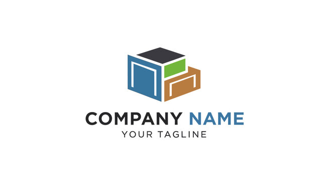 Modern minimalist company logo design with colorful geometric blocks.