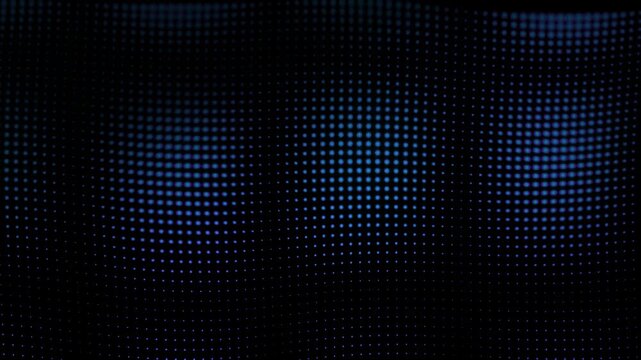 Blue LED light grid pattern on a dark black background