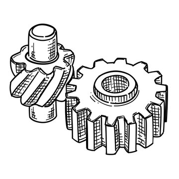worm gear vector line art hand drawn illustration